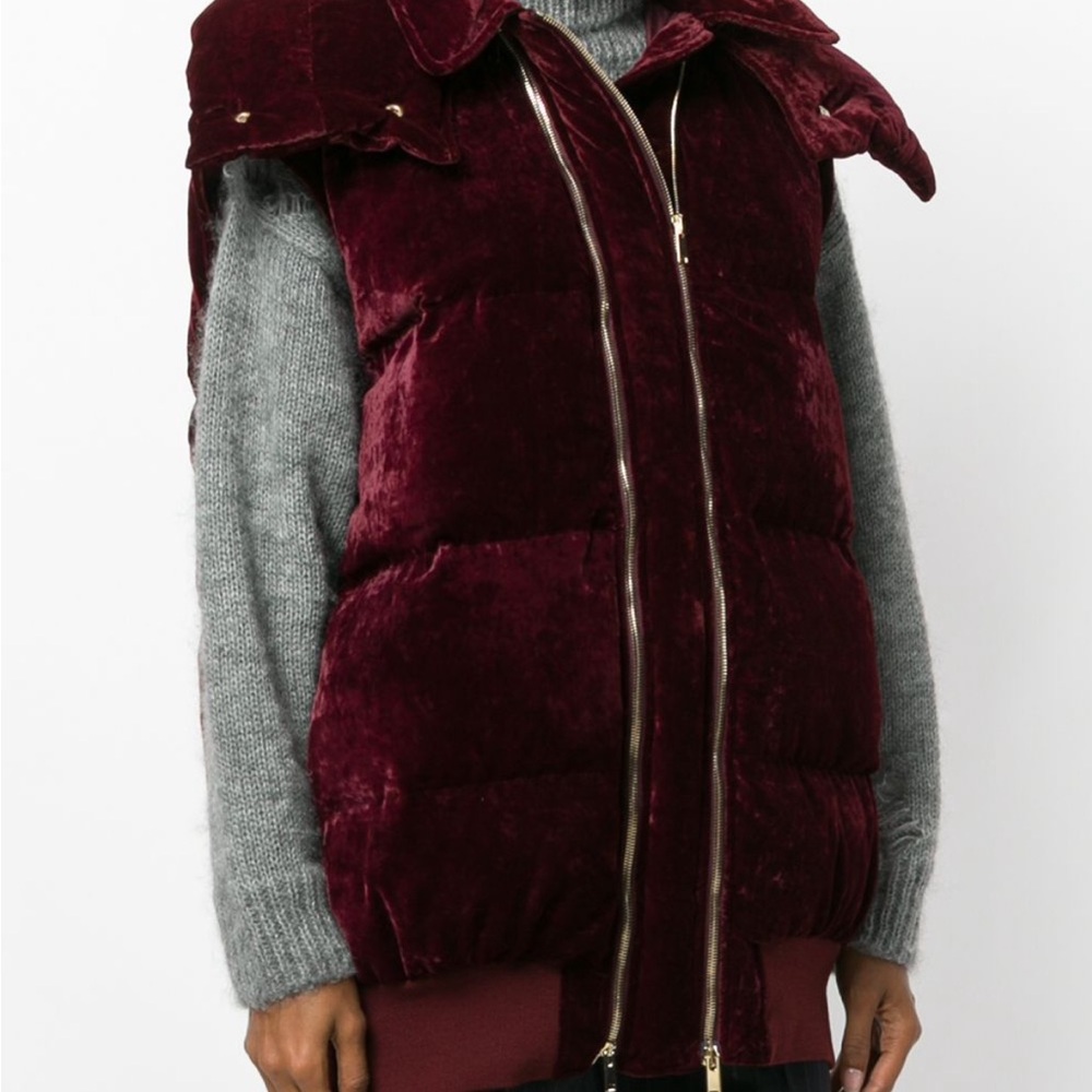 Stella McCartney Deep Red Velvet Puffer Vest